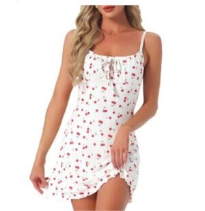 Boutique Cherry Print Mini Dress Size Large